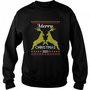 Merry Christmas 2021 Reindeer Yellow Sweatshirt